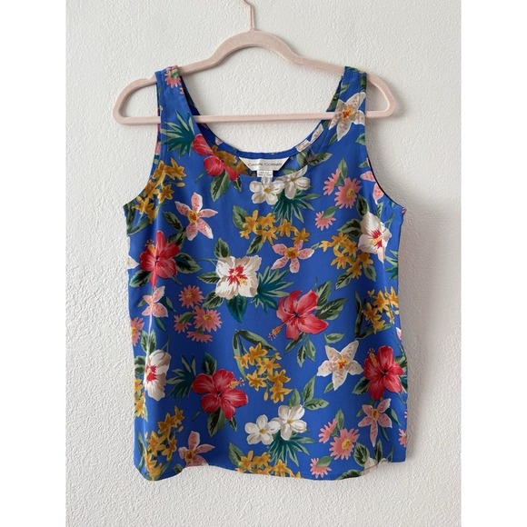 Casual Corner Tops - vintage 90s vibrant floral print silk tank top by Casual Corner Size M
